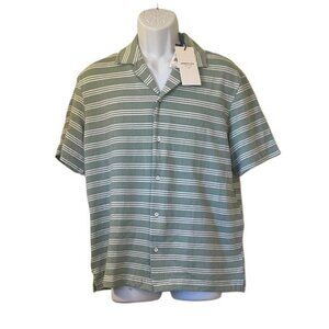Kenneth Cole New York Men's Short Sleeve Striped‎ Button Down Shirt Size S